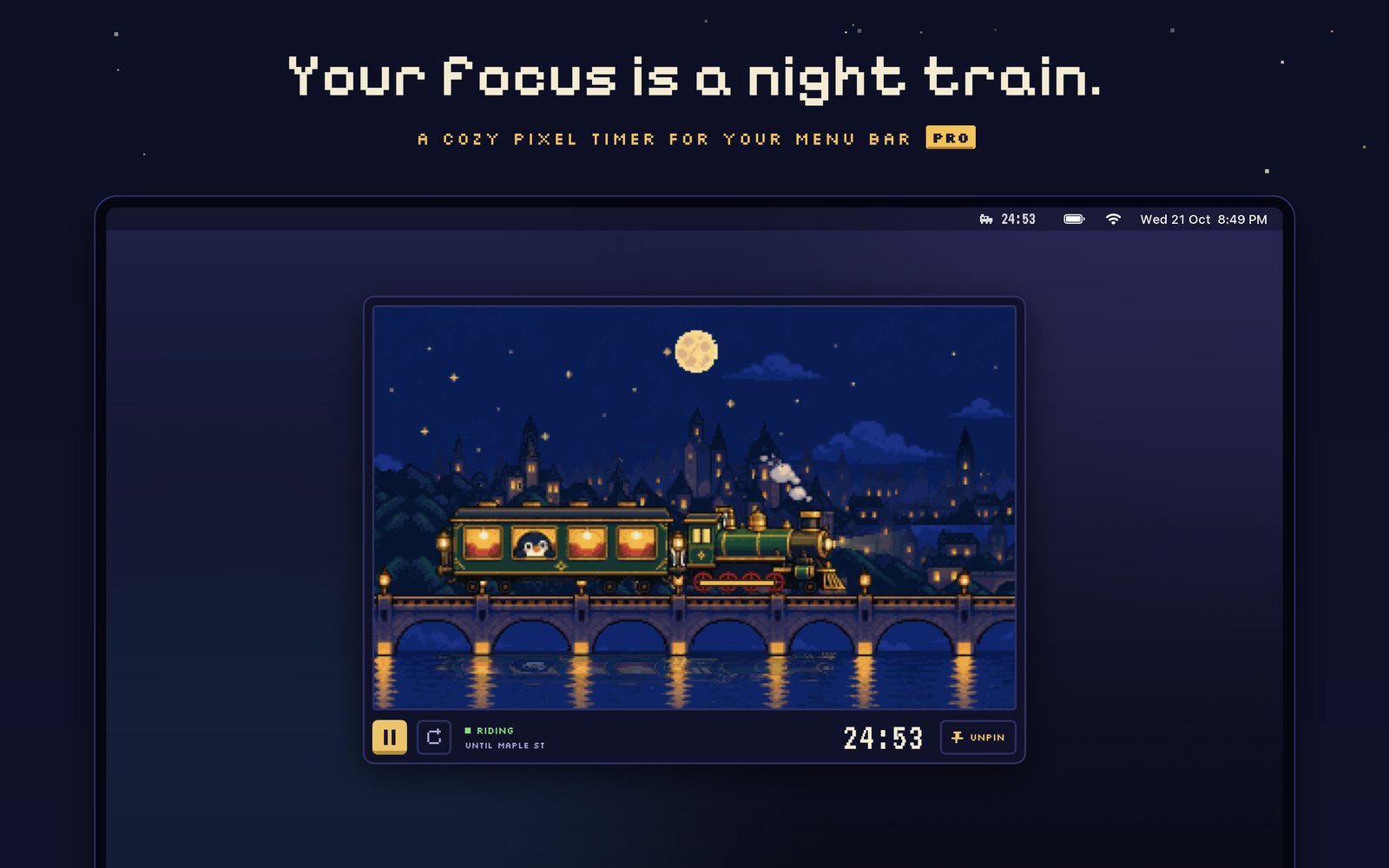 Moonrail night train timer